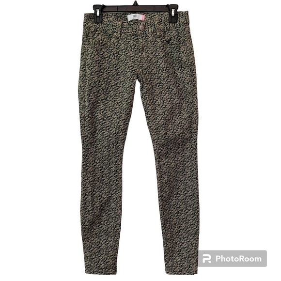 Cabi Ditsy Olive Green Floral Stretch Skinny Jeans Size 2 Style# 5083 - Picture 13 of 13